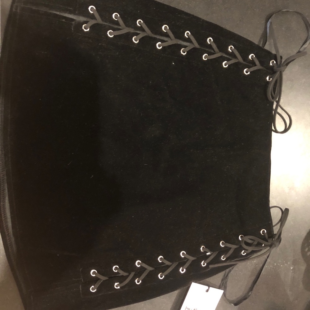 By The Way black velvet mini skirt with ties